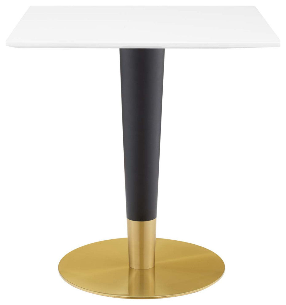 Zinque 28" Square Dining Table, Gold White