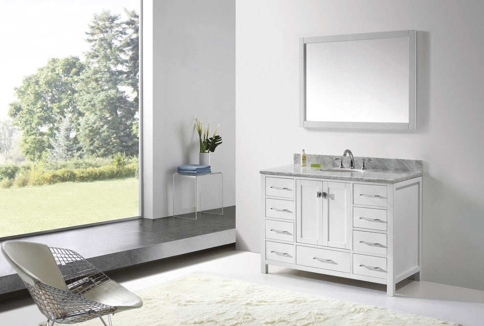 Caroline Avenue 48" Single Bathroom Vanity Set Gray, Marble Top