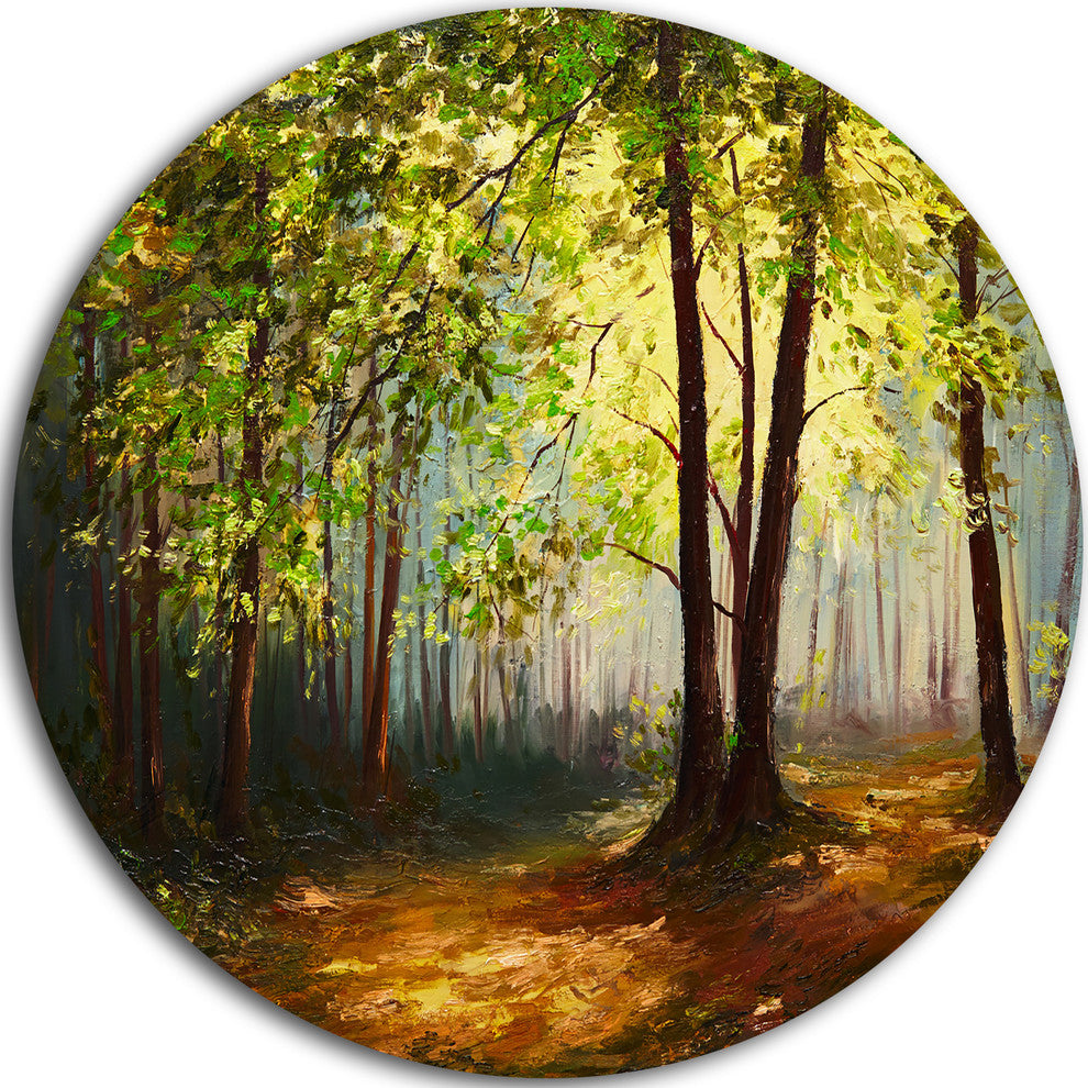Summer Forest, Landscape Disc Metal Artwork, 11"