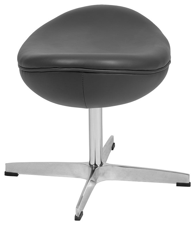 Gray LeatherSoft Saddle Wing Ottoman