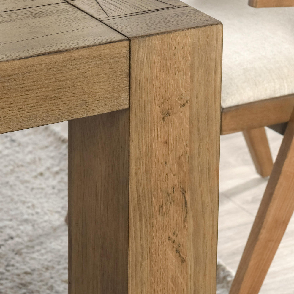 Kingston 89" Reclaimed Oak Wood Dining Table, Natural Tone