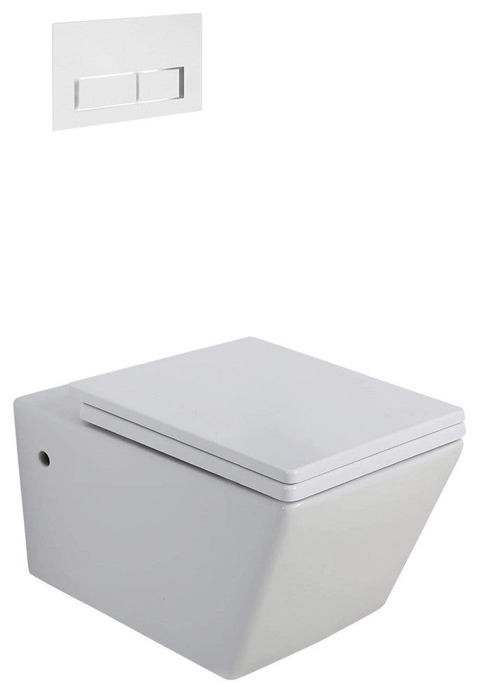 In-Wall Toilet Set, 2"x4" Carrier and Tank, White Rectangular Actuators