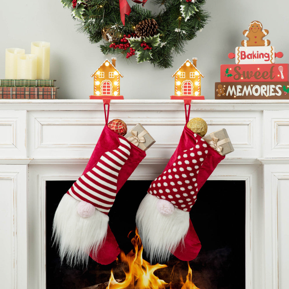 Marquee LED Metal Gingerbread Stocking Hangers, House
