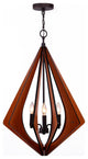 Fins Wood Foyer Pendant, Cherry, Foresee, 20"d, Bronze