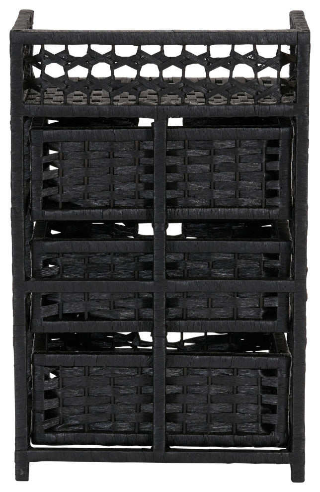 Woven 3 Drawer Chest With Cutout Handles