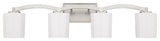 Whitney 4-Light Bathroom Vanity Light, Matte Black, Satin Nickel