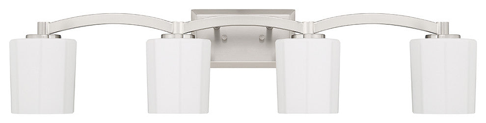 Whitney 4-Light Bathroom Vanity Light, Matte Black, Satin Nickel