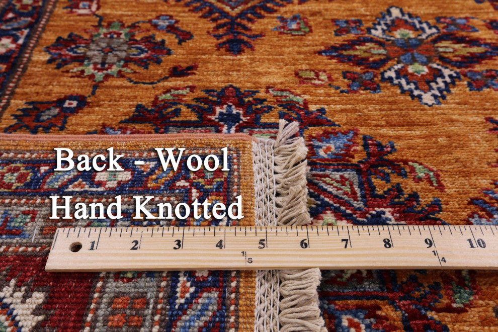 5' 5" X 7' 7" Super Kazak Geometric Handmade Wool Rug Q9556