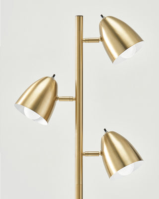 Brightech Jacob, LED Floor Lamp, Modern Adjustable 3 Light Tree, Brass