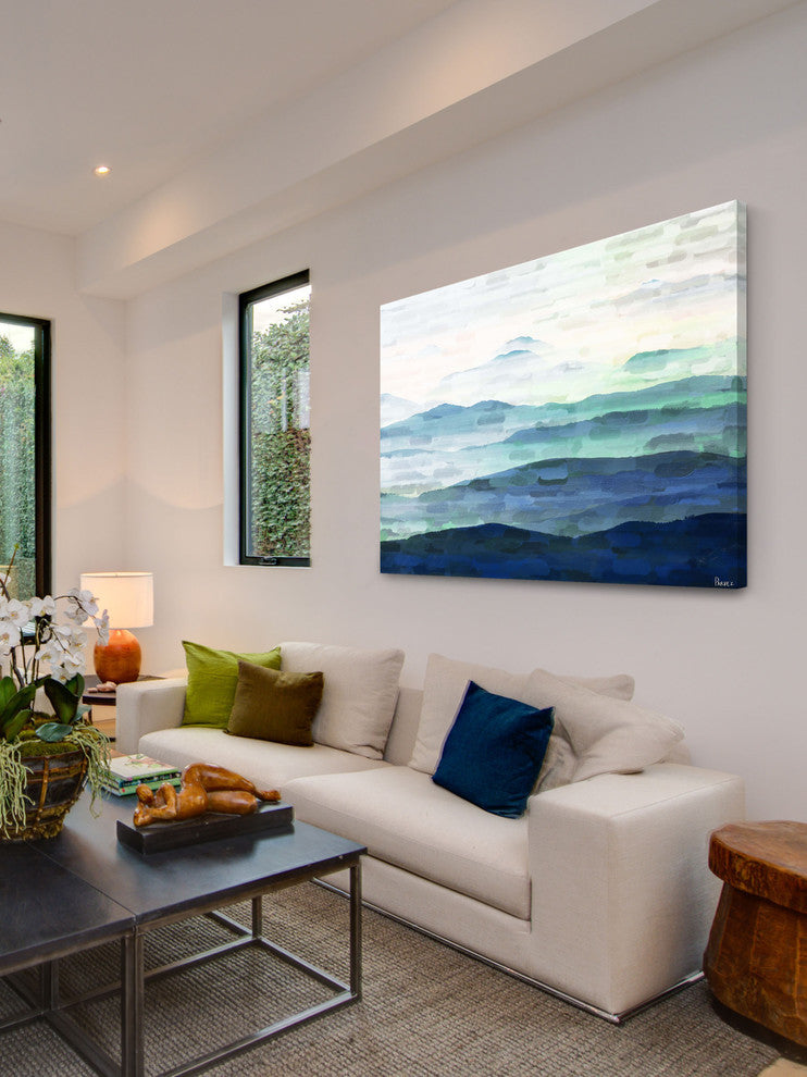 "Mountain Tops" Painting Print on Wrapped Canvas, 30"x20"