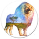 Lion Double Exposure Illustration, Animal Disc Metal Artwork, 36"