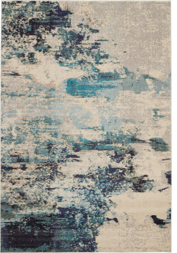 Nourison Celestial 6' x 9' Ivory/Teal Blue Modern Indoor Area Rug