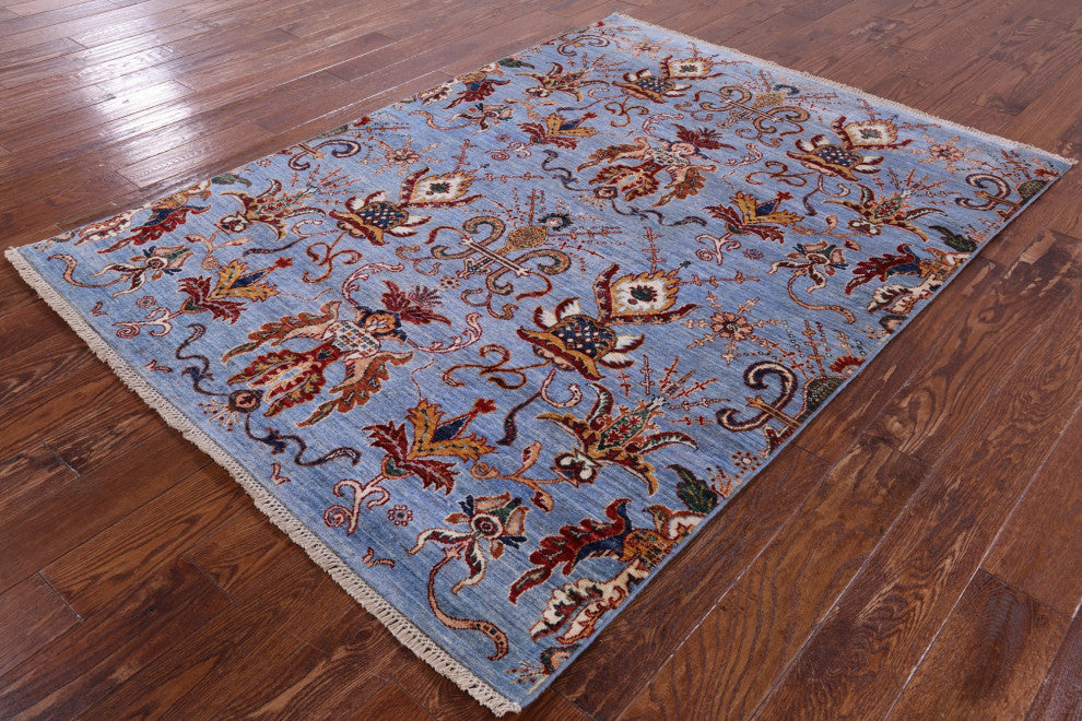 Hand Knotted Persian Tabriz Wool Rug 4' 11" X 6' 7" Q7653