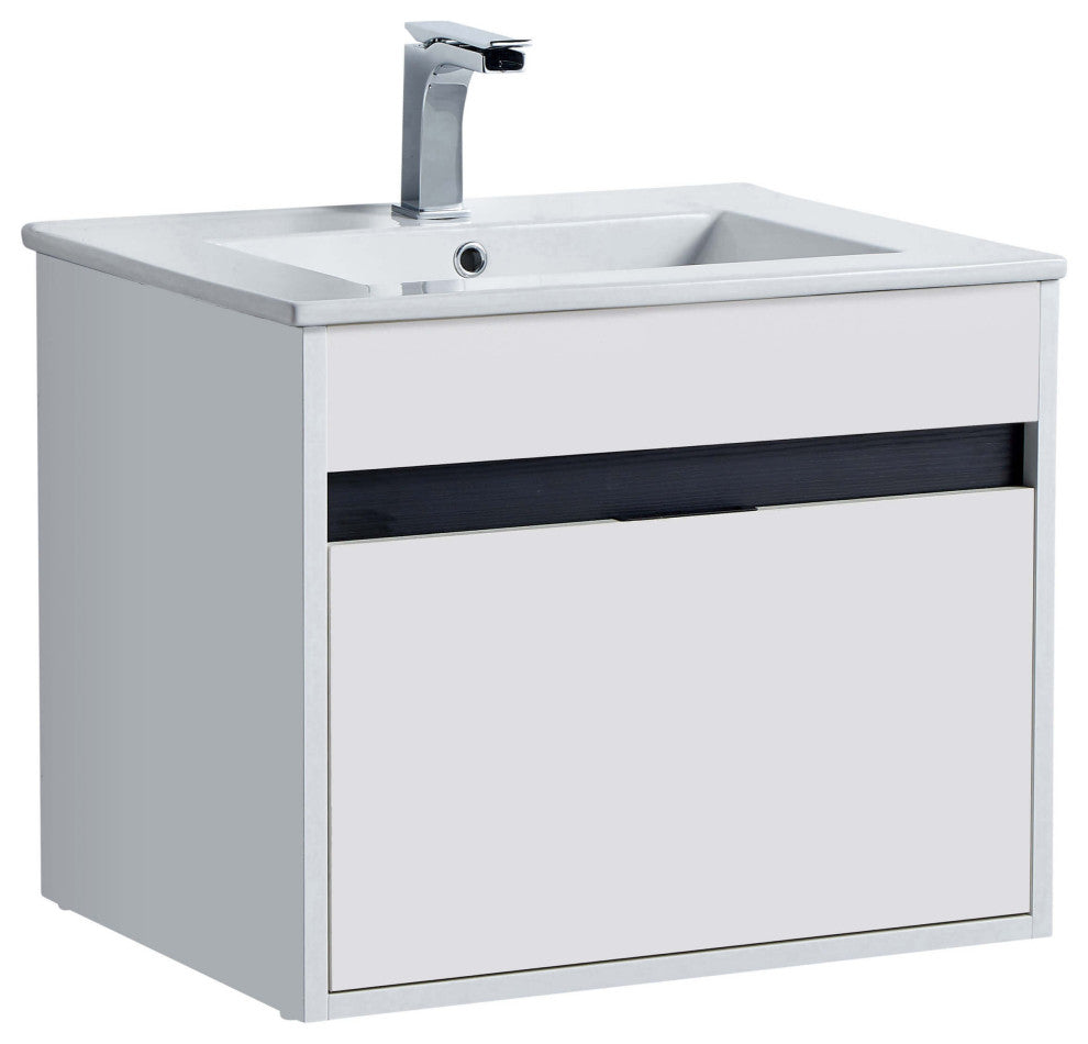 Alpine Wall Mount Bathroom Vanity and Sink, White Matte, 24"