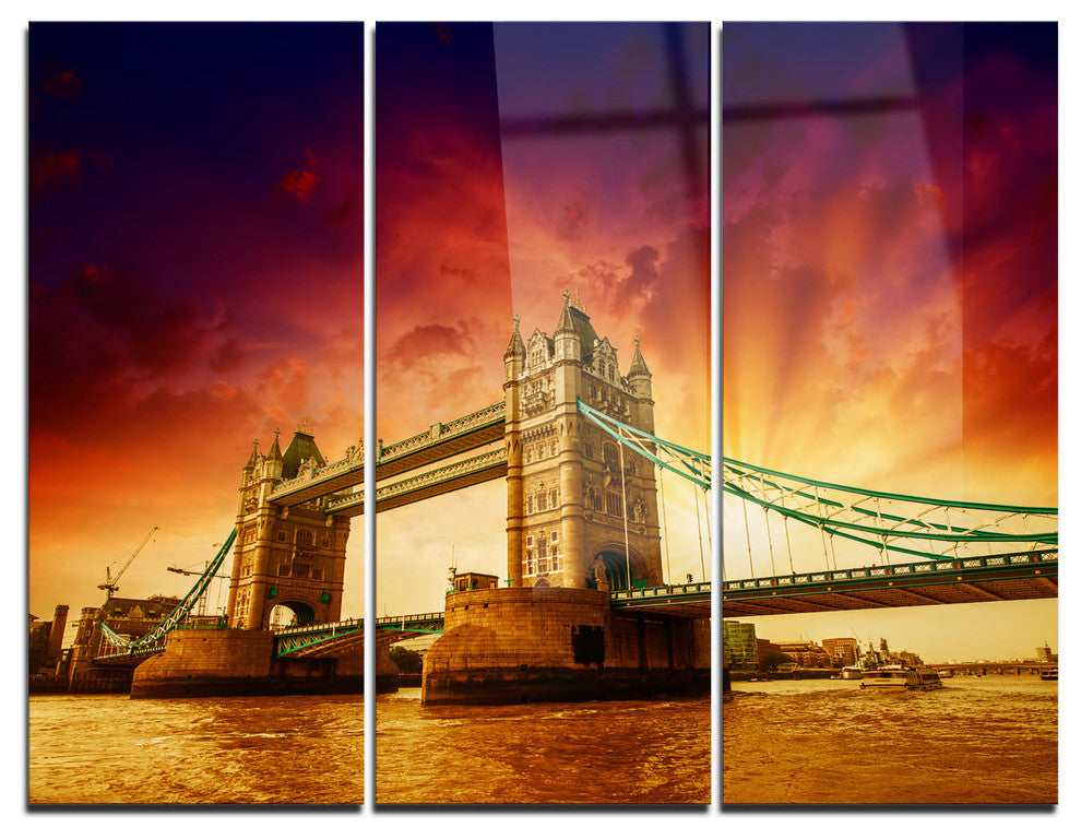 "Tower Bridge in Its Magnificence" Photo Metal Wall Art, 3 Panels, 36"x28"