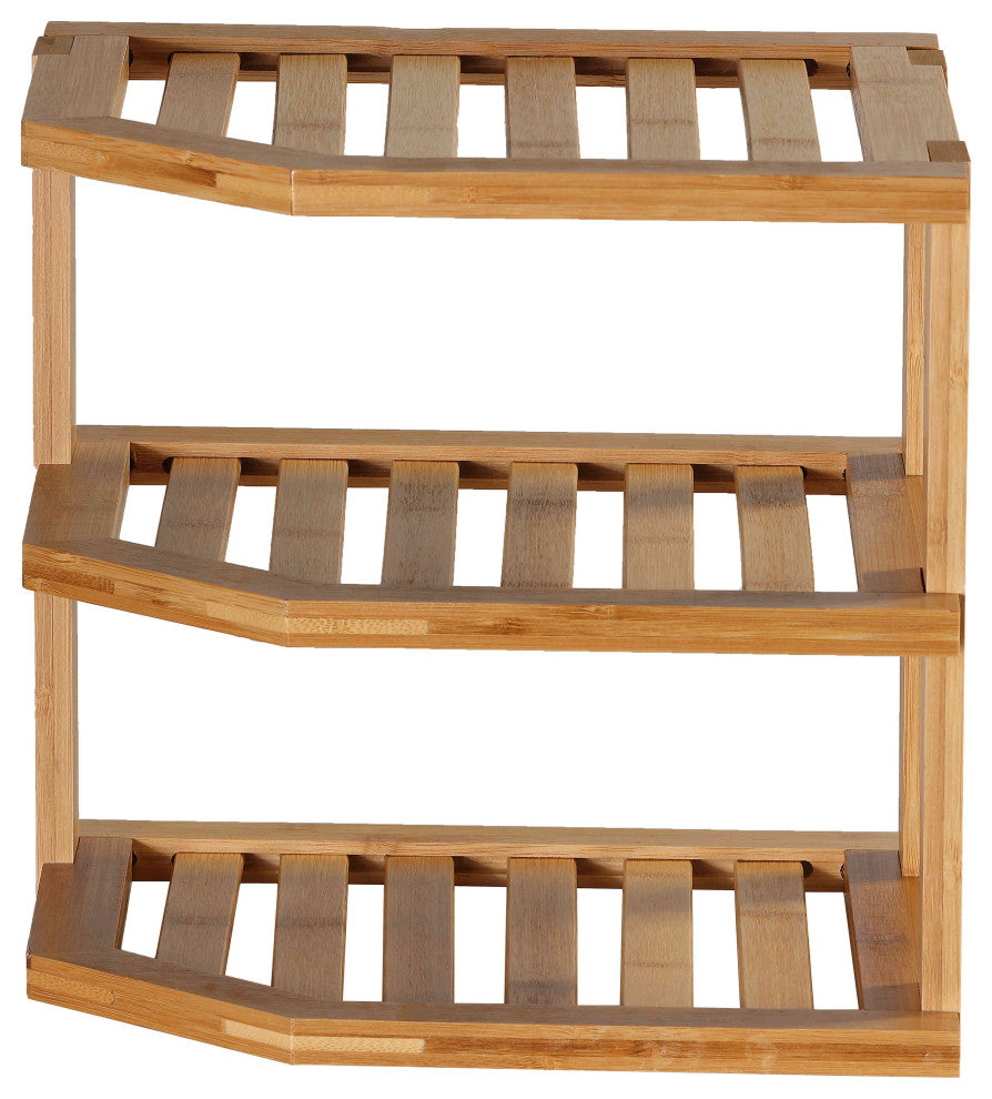 Cortesi Home Sumo Natural Bamboo 3 Tier Countertop Corner Shelf, 10"x10"
