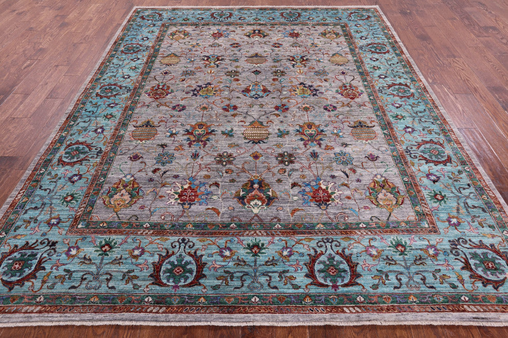 8' 1" X 9' 10" Hand-Knotted Persian Tabriz Wool Rug Q9796