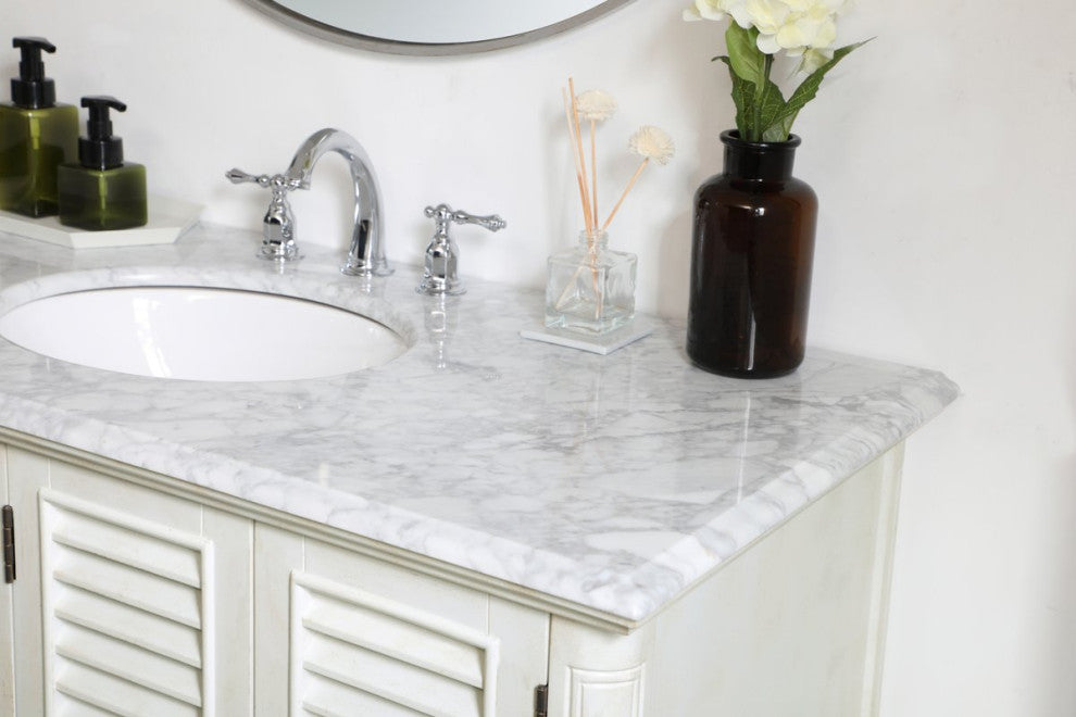 Home Living Single Bathroom Vanity, Antique White, 48"