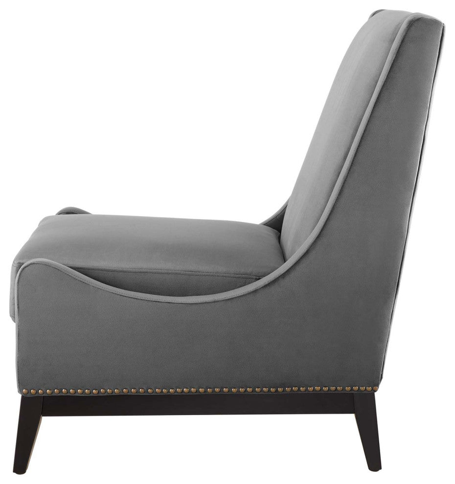 Armchair Accent Chair, Set of 2, Velvet, Gray, Modern, Lounge Hospitality