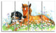 Relaxing Brown Cute Horse, Animal Canvas Art Print, 48"x28", 4 Panels
