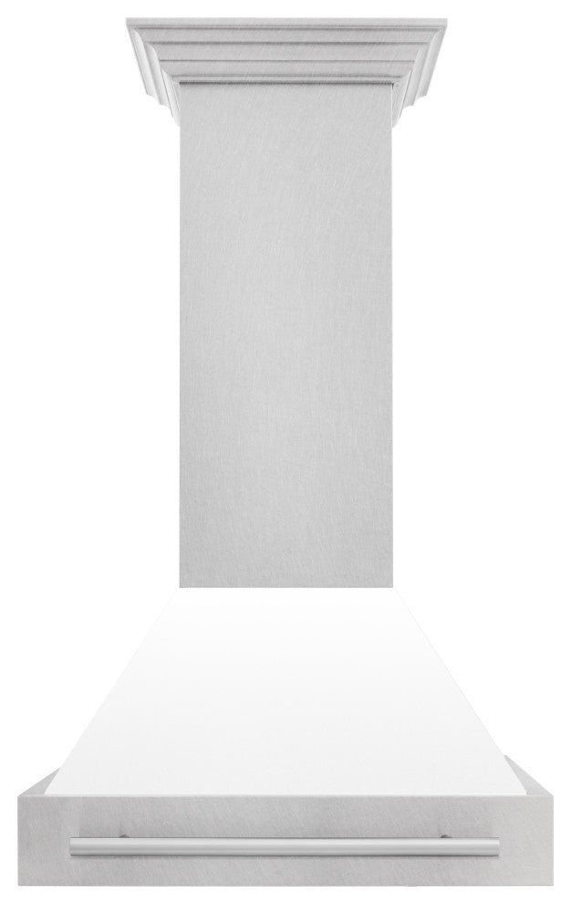 ZLINE 30 In. Wall Mount Hood, DuraSnow With White Matte Shell, 8654SNX-WM-30