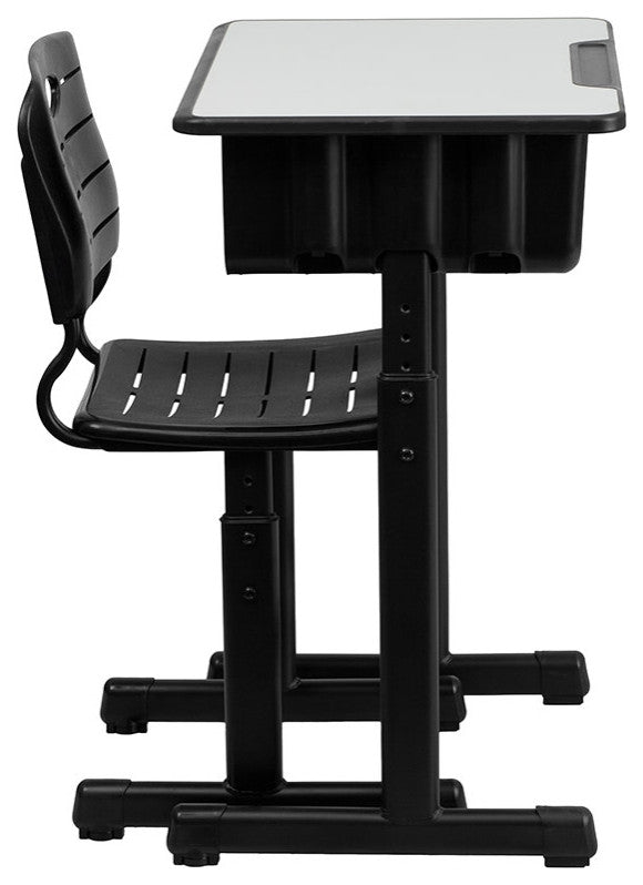 Roseto FFIF39256 Adjustable Height 24"W Student Classroom Desk - Black