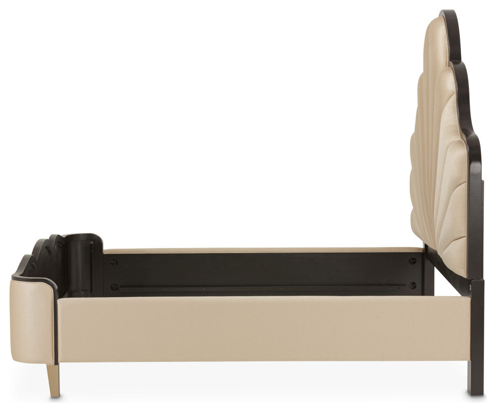 Malibu Crest Eastern King Scalloped Panel Bed - Dark Espresso