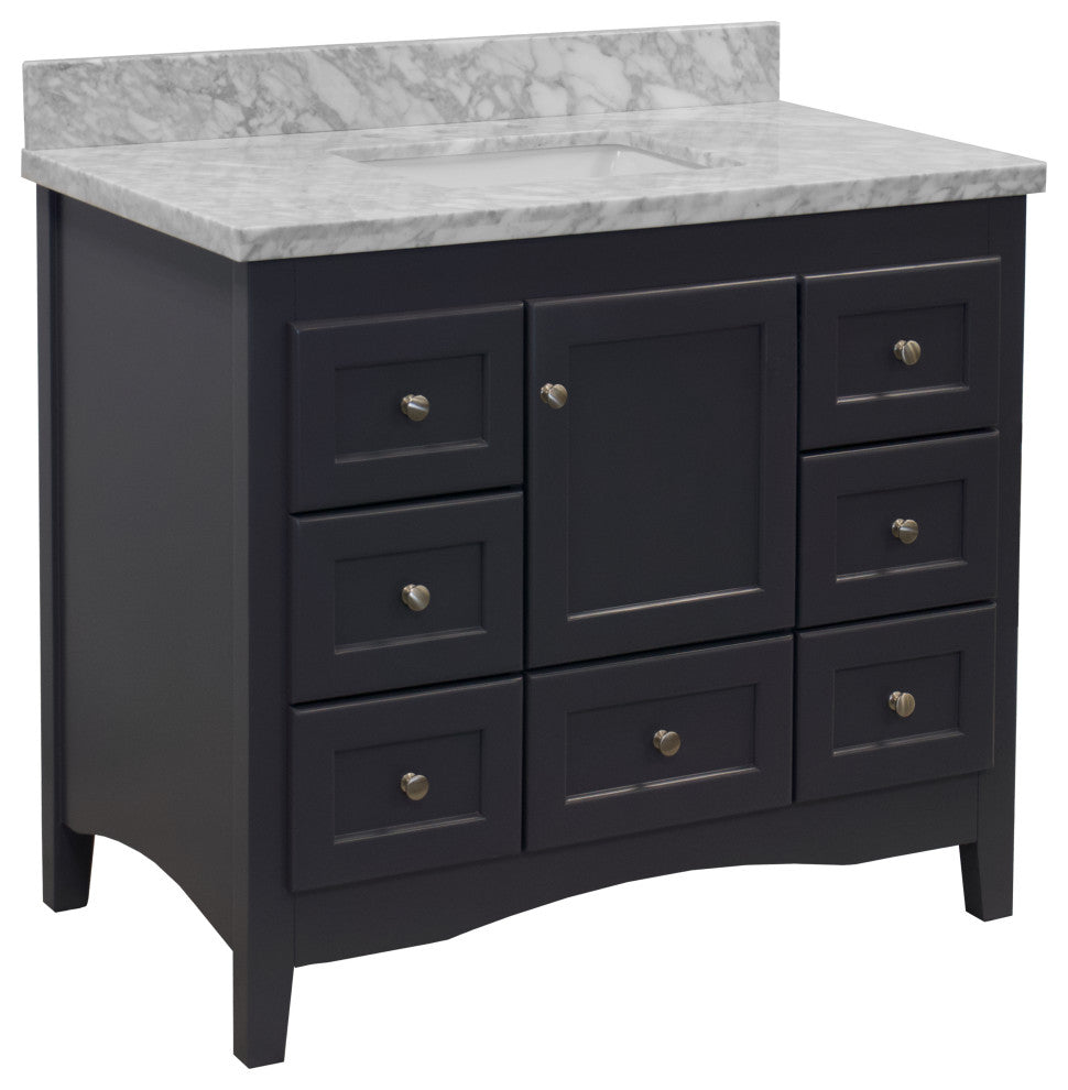 Abbey 42" Bathroom Vanity, Marine Gray, Carrara Marble