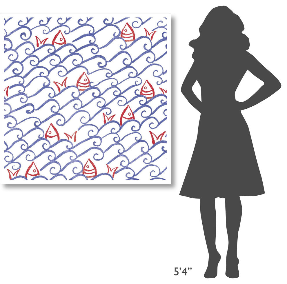"Coastal Birds Pattern V" Digital Paper Print by Farida Zaman, 42"x42"