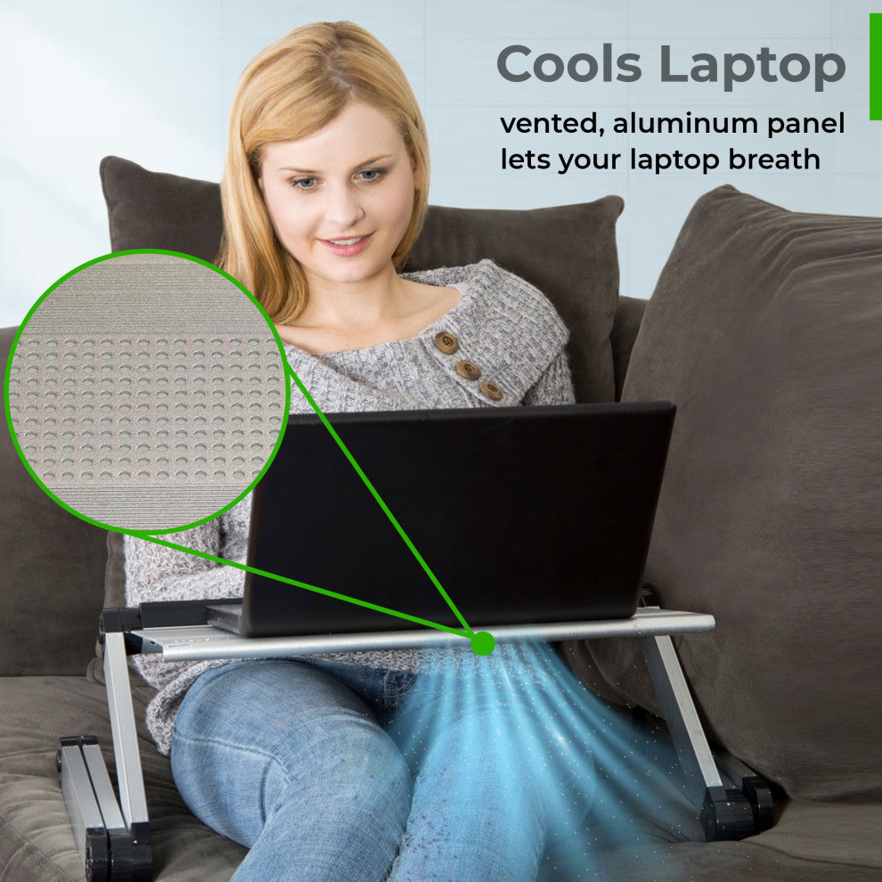 Workez Adjustable Height, Ergonomic Aluminum Cool Laptop Stand, Silver