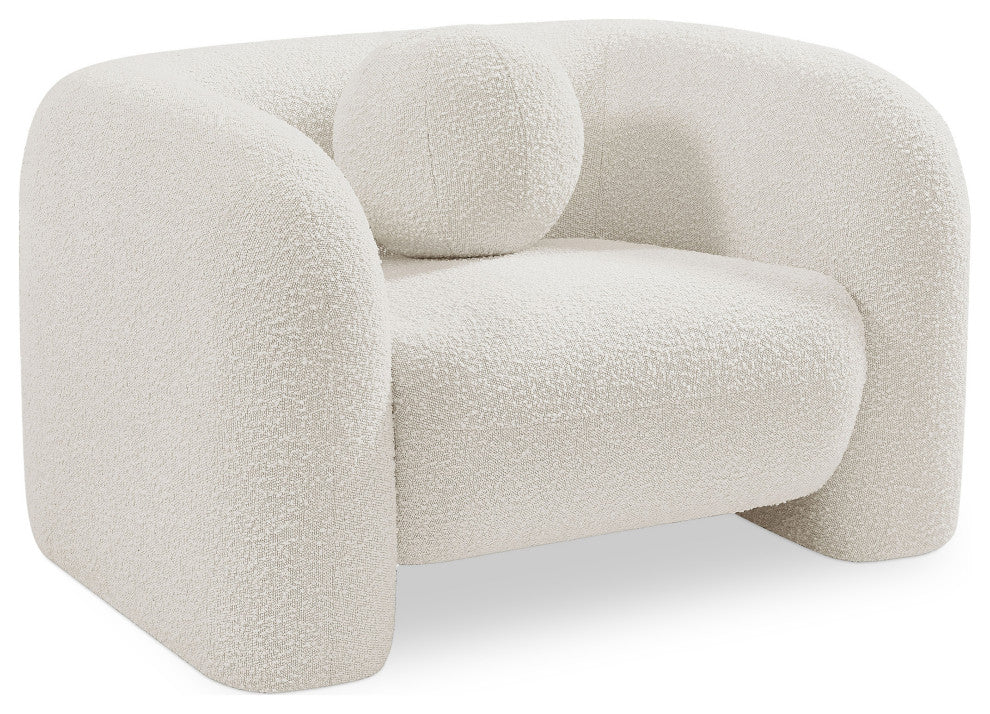 Emory Boucle Fabric Upholstered Upholstered Chair, Cream