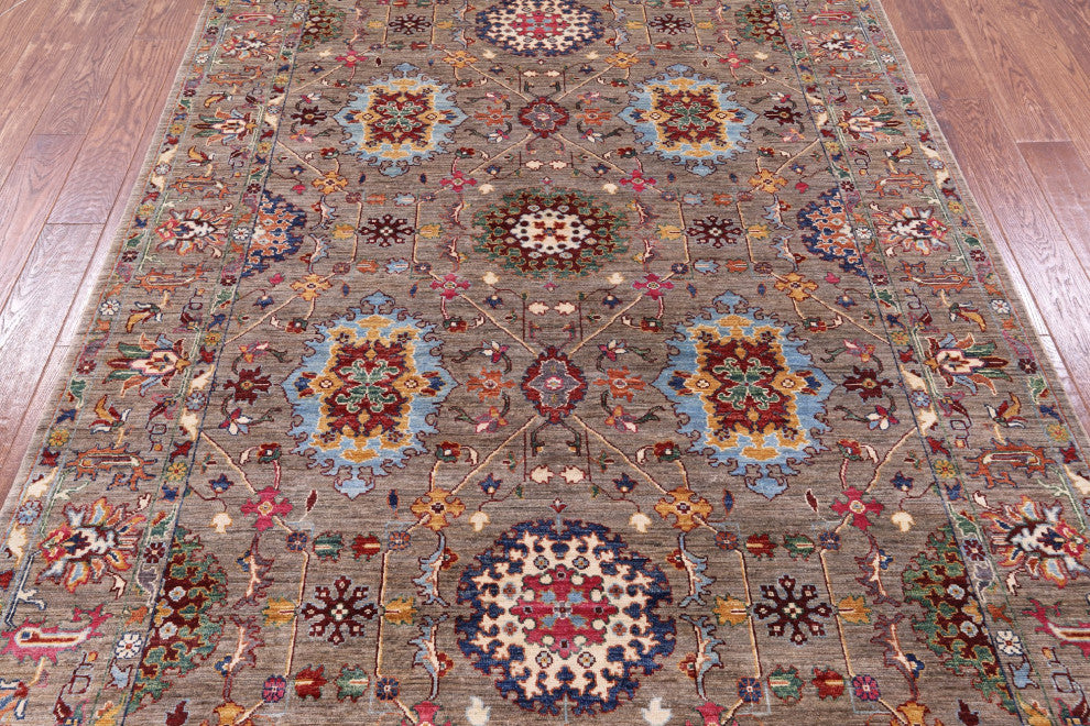 Peshawar Hand-Knotted Wool Rug 6' 1" X 8' 10" Q10090