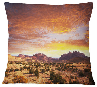 Land With Thick Clouds At Sunset African Landscape Throw Pillow, 18"x18"