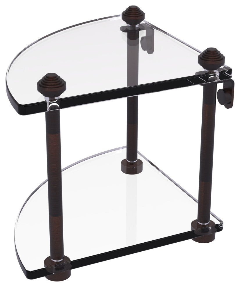 Southbeach Two Tier Corner Glass Shelf, Venetian Bronze