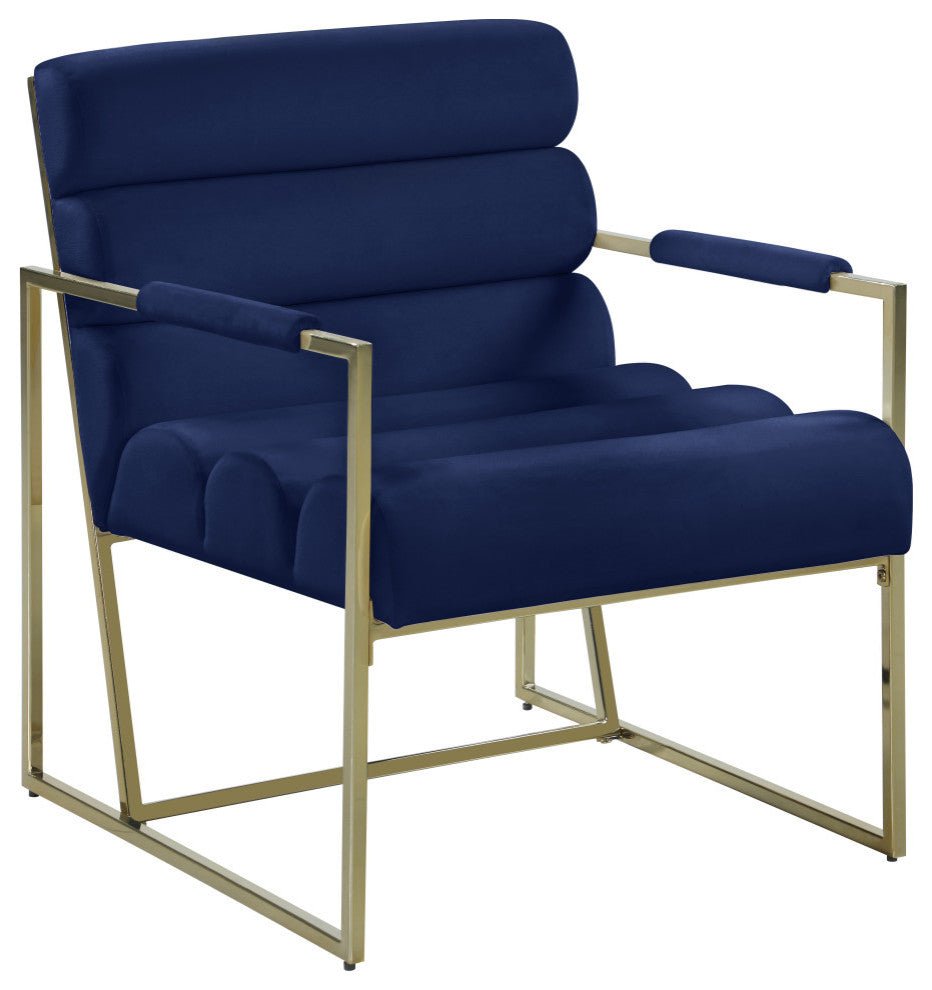Wayne Velvet Upholstered Accent Chair, Navy