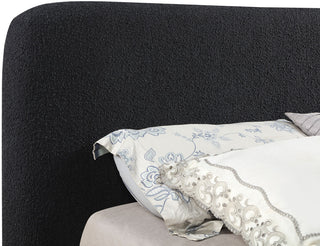 Rigby Boucle Fabric Upholstered Bed, Black, King, Natural