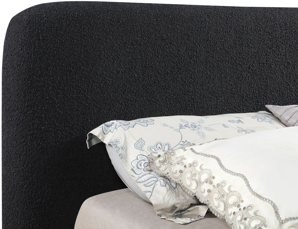 Rigby Boucle Fabric Upholstered Bed, Black, King, Natural