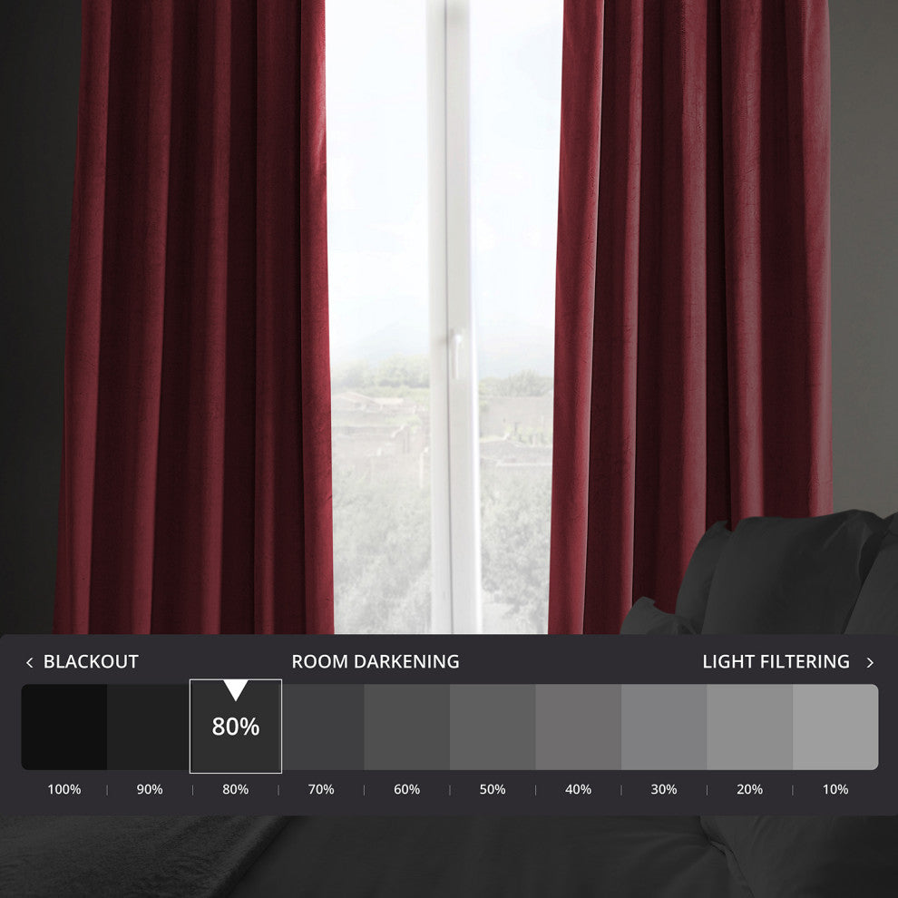 Heritage Plush Velvet Curtain Single Panel, Cinema Red, 50"x108"