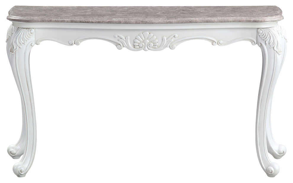 Ciddrenar Sofa Table, Marble Top and White