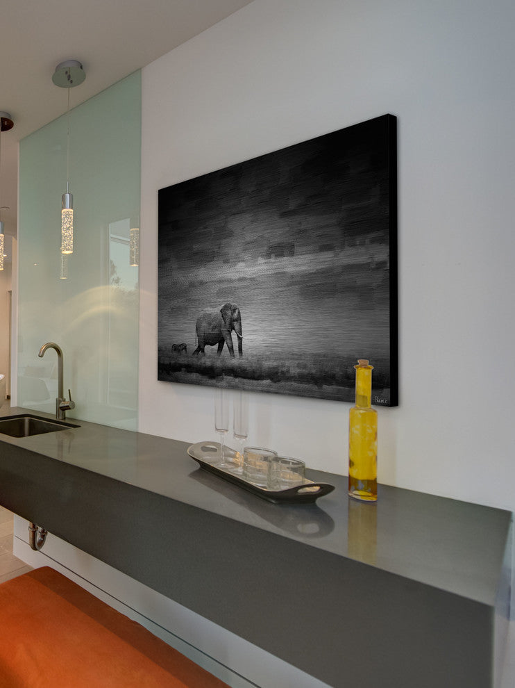 "Elephant" UV Ink Print on Brushed  Aluminum, 45"x30"