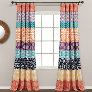Bohemian Stripe Window Panel, Set of 2, Fuchsia/Orange, 95"x52"