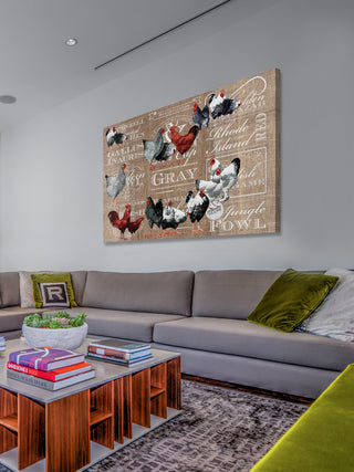 "Chicken Burlap" Painting Print on Canvas