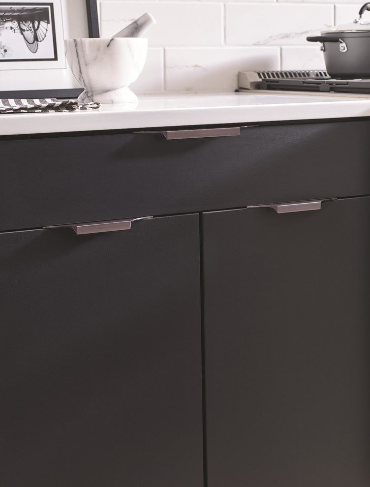 Extent 4-9/16" CTC Cabinet Edge Pull, Black Chrome