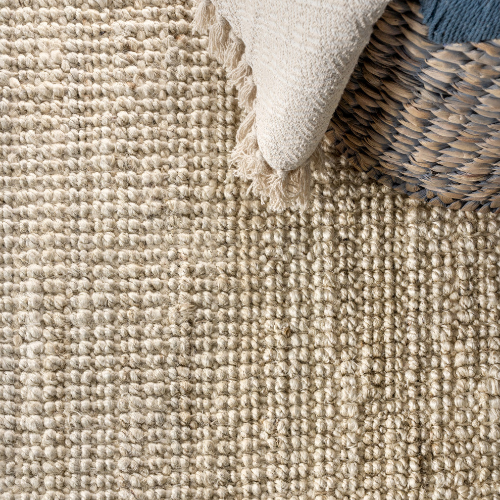 Pata Hand Woven Area Rug, Light Ivory, 8 X 10