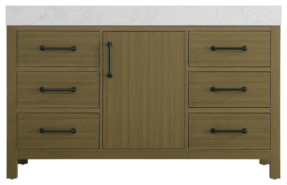 Home Living 54" Single Bathroom Vanity, Chestnut Brown