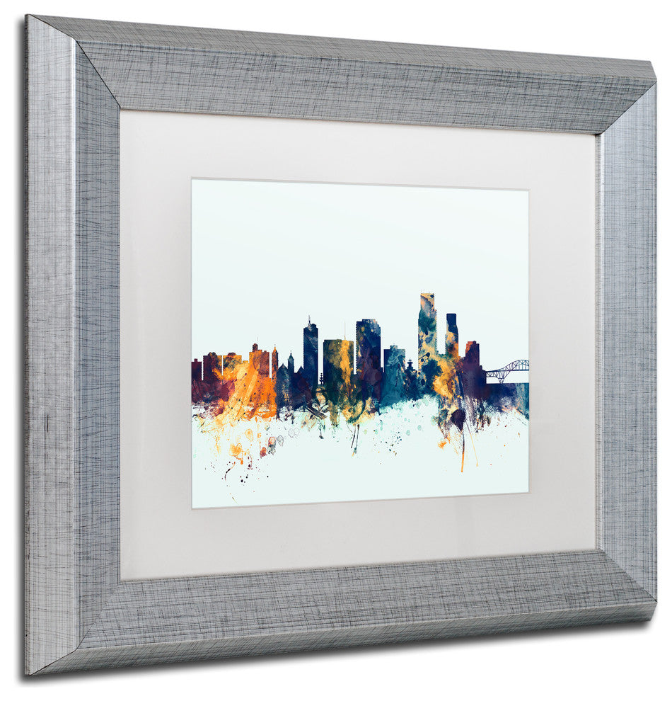 Michael Tompsett 'Corpus Christie Skyline Blue' Matted Framed Art, 11x14