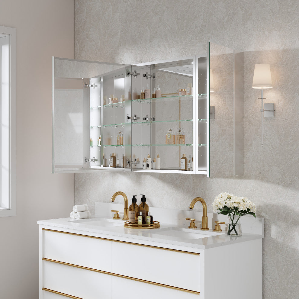 Recessed/Surface Mount Bathroom Medicine Cabinet, Reverse Installation, 48"x30"