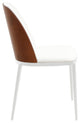 LeisureMod Tule Dining Chair With Upholstered Seat and White Steel Frame, Walnut/White