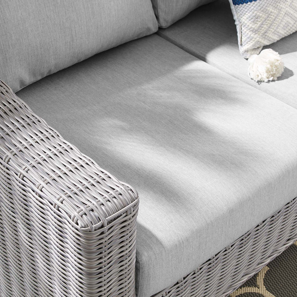 Lounge Sofa, Sunbrella, Rattan, Wicker, Gray, Modern, Outdoor Patio Cafe
