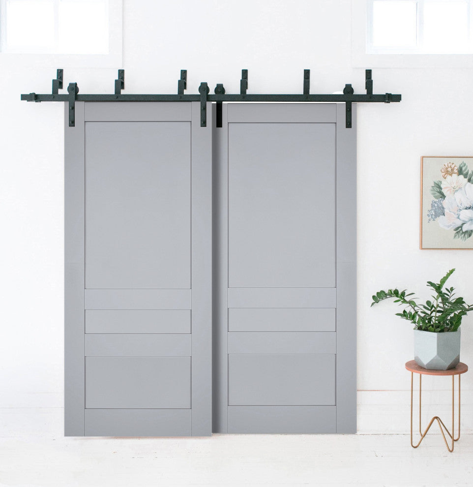 Barn Bypass Doors 84 x 84, Veregio 7411 Grey, 8' Rails